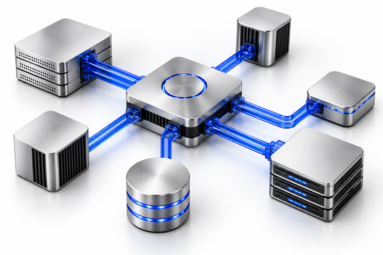Concept illustration of connected IT system components